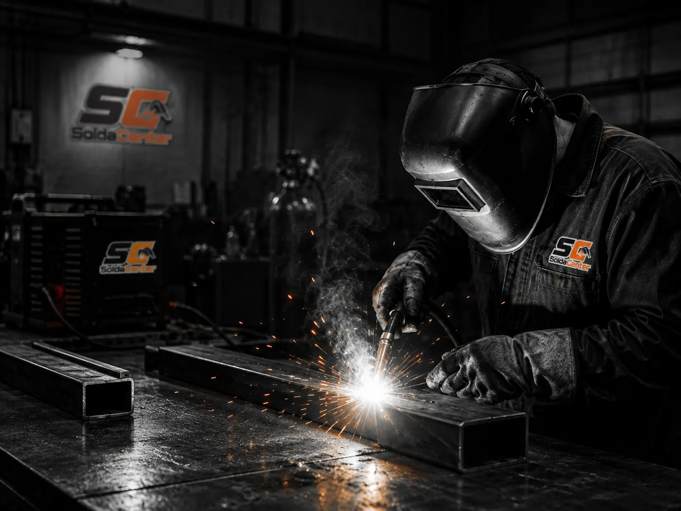 Especialista trabajando en procesos de soldadura